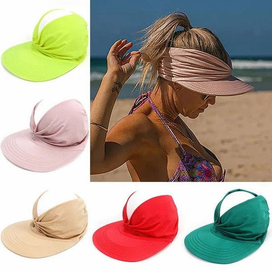 🔥Sommer Hot Sale 49% RABATT🔥Sommer-Damen-Sonnenhut, Damen-Anti-Ultraviolett-Elastik-Zylinder, Pferdeschwanz-Hut, Sonnenhut, Strandhut