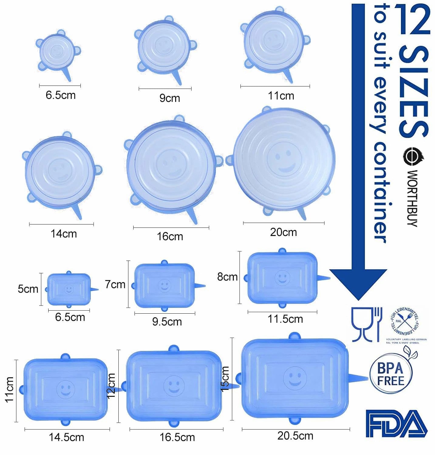 6 Pcs/Set Food Silicone Cover Cap