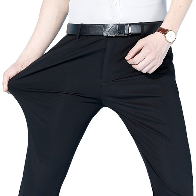 Pantalon de costume en soie glacée pour hommes