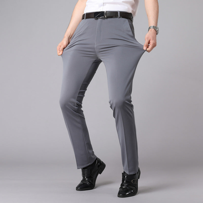 Pantalon de costume en soie glacée pour hommes