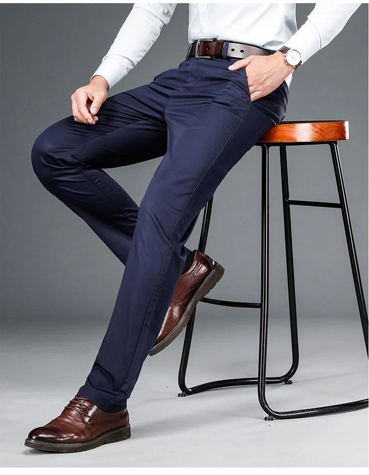 Pantalon de costume en soie glacée pour hommes