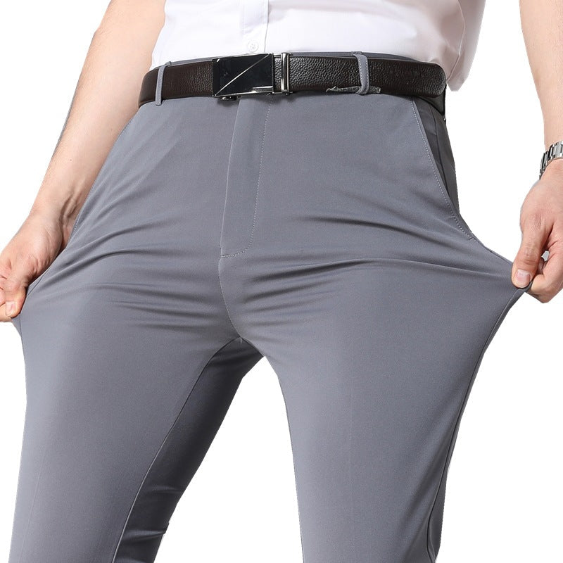 Pantalon de costume en soie glacée pour hommes
