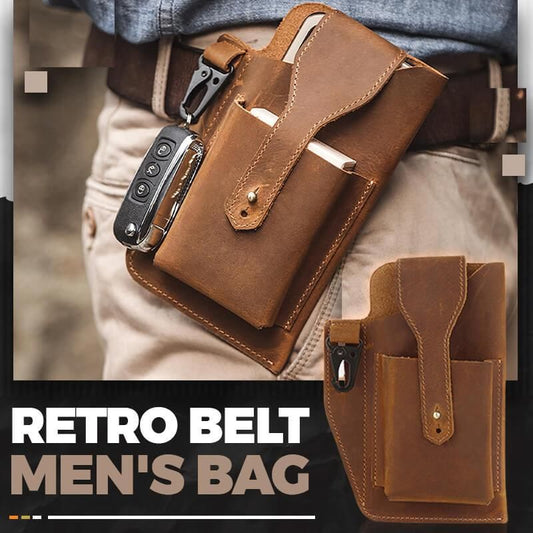 Herrentasche mit Retro-Gürtel an der Taille